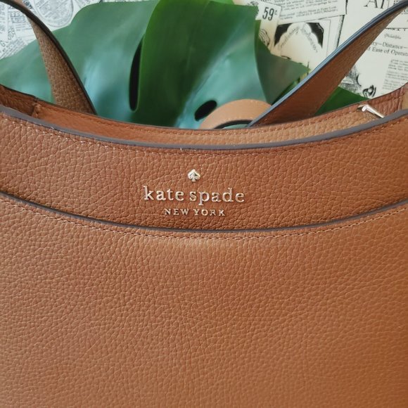 Kate Spade Leila North South Top Zip Crossbody Warm Ginger Bread Pebbled Leather - Picture 8 of 8